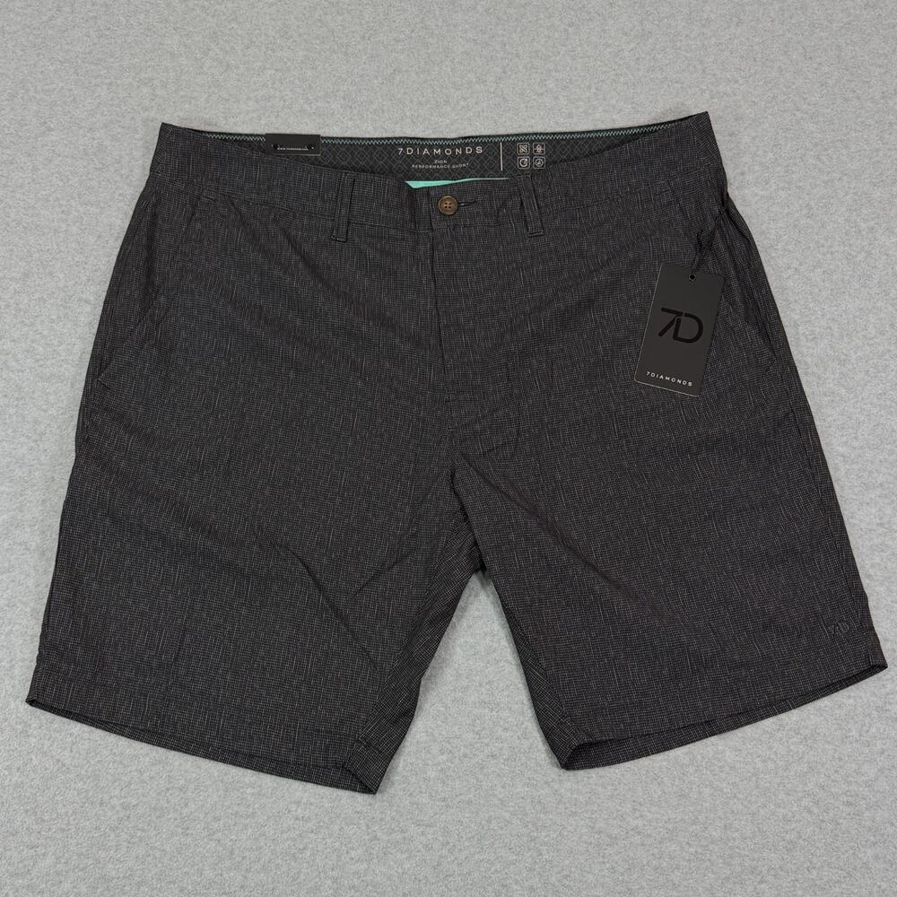 7 Diamonds Zion 9" Performance Shorts Mens 38 Black Stretch Golf Casual NWT